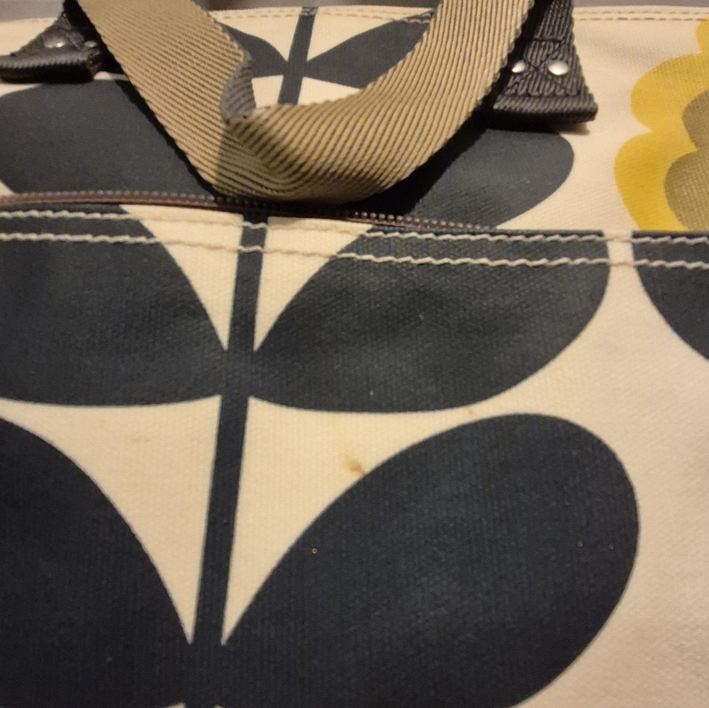 ORLA KIELY Back Pack Olive Blue Green Block Flower Mint Coated Canvas - Picture 10 of 12